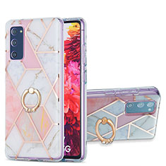 Funda Silicona Gel Goma Patron de Moda Carcasa con Anillo de dedo Soporte Y01B para Samsung Galaxy S20 FE (2022) 5G Rosa