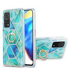 Funda Silicona Gel Goma Patron de Moda Carcasa con Anillo de dedo Soporte Y01B para Xiaomi Mi 10T Pro 5G Verde