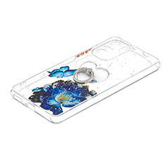 Funda Silicona Gel Goma Patron de Moda Carcasa con Anillo de dedo Soporte Y01X para Xiaomi Mi 11X 5G Azul