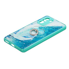 Funda Silicona Gel Goma Patron de Moda Carcasa con Anillo de dedo Soporte Y01X para Xiaomi Mi 11X Pro 5G Verde