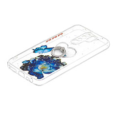 Funda Silicona Gel Goma Patron de Moda Carcasa con Anillo de dedo Soporte Y01X para Xiaomi Redmi 9 Azul