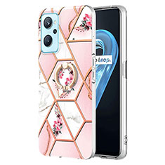 Funda Silicona Gel Goma Patron de Moda Carcasa con Anillo de dedo Soporte Y02B para Oppo A96 4G Rosa