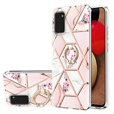 Funda Silicona Gel Goma Patron de Moda Carcasa con Anillo de dedo Soporte Y02B para Samsung Galaxy A02s Rosa