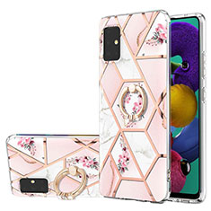 Funda Silicona Gel Goma Patron de Moda Carcasa con Anillo de dedo Soporte Y02B para Samsung Galaxy M40S Rosa