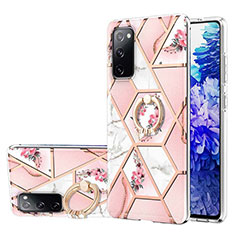 Funda Silicona Gel Goma Patron de Moda Carcasa con Anillo de dedo Soporte Y02B para Samsung Galaxy S20 Lite 5G Rosa