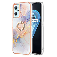 Funda Silicona Gel Goma Patron de Moda Carcasa con Anillo de dedo Soporte Y03B para Oppo A96 4G Purpura Claro