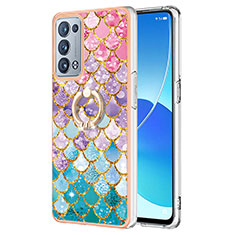 Funda Silicona Gel Goma Patron de Moda Carcasa con Anillo de dedo Soporte Y03B para Oppo Reno6 Pro 5G Vistoso