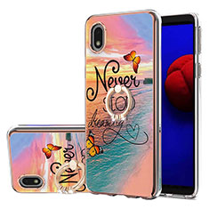 Funda Silicona Gel Goma Patron de Moda Carcasa con Anillo de dedo Soporte Y03B para Samsung Galaxy A01 Core Multicolor