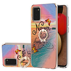 Funda Silicona Gel Goma Patron de Moda Carcasa con Anillo de dedo Soporte Y03B para Samsung Galaxy A02s Multicolor