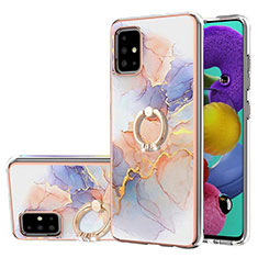 Funda Silicona Gel Goma Patron de Moda Carcasa con Anillo de dedo Soporte Y03B para Samsung Galaxy A51 4G Purpura Claro