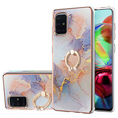 Funda Silicona Gel Goma Patron de Moda Carcasa con Anillo de dedo Soporte Y03B para Samsung Galaxy A71 5G Purpura Claro