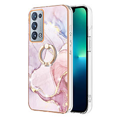 Funda Silicona Gel Goma Patron de Moda Carcasa con Anillo de dedo Soporte Y05B para Oppo Reno6 Pro+ Plus 5G Rosa