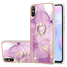 Funda Silicona Gel Goma Patron de Moda Carcasa con Anillo de dedo Soporte Y05B para Xiaomi Redmi 9i Purpura Claro