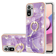 Funda Silicona Gel Goma Patron de Moda Carcasa con Anillo de dedo Soporte Y05B para Xiaomi Redmi Note 10 4G Morado