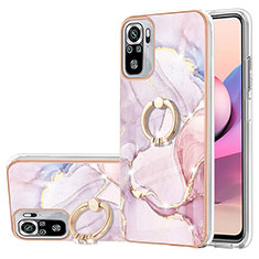 Funda Silicona Gel Goma Patron de Moda Carcasa con Anillo de dedo Soporte Y05B para Xiaomi Redmi Note 10 4G Rosa