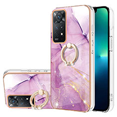 Funda Silicona Gel Goma Patron de Moda Carcasa con Anillo de dedo Soporte Y05B para Xiaomi Redmi Note 11 Pro 4G Purpura Claro