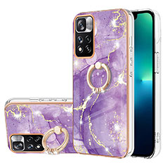 Funda Silicona Gel Goma Patron de Moda Carcasa con Anillo de dedo Soporte Y05B para Xiaomi Redmi Note 11 Pro+ Plus 5G Morado