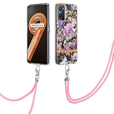 Funda Silicona Gel Goma Patron de Moda Carcasa con Anillo de dedo Soporte Y06B para Oppo A96 4G Purpura Claro