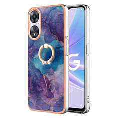 Funda Silicona Gel Goma Patron de Moda Carcasa con Anillo de dedo Soporte YB1 para Oppo A78 5G Morado