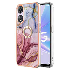 Funda Silicona Gel Goma Patron de Moda Carcasa con Anillo de dedo Soporte YB1 para Oppo A78 5G Purpura Claro