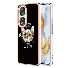 Funda Silicona Gel Goma Patron de Moda Carcasa con Anillo de dedo Soporte YB2 para Huawei Honor 90 5G Multicolor