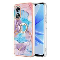 Funda Silicona Gel Goma Patron de Moda Carcasa con Anillo de dedo Soporte YB3 para Oppo A17 Azul