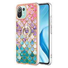 Funda Silicona Gel Goma Patron de Moda Carcasa con Anillo de dedo Soporte YB3 para Xiaomi Mi 11 Lite 5G Vistoso