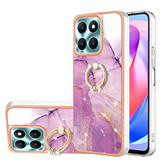 Funda Silicona Gel Goma Patron de Moda Carcasa con Anillo de dedo Soporte YB5 para Huawei Honor X6a Purpura Claro