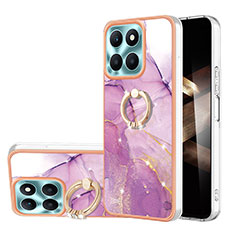 Funda Silicona Gel Goma Patron de Moda Carcasa con Anillo de dedo Soporte YB5 para Huawei Honor X8b Purpura Claro