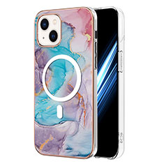 Funda Silicona Gel Goma Patron de Moda Carcasa con Mag-Safe Magnetic para Apple iPhone 13 Azul