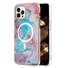 Funda Silicona Gel Goma Patron de Moda Carcasa con Mag-Safe Magnetic para Apple iPhone 13 Pro Azul