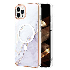 Funda Silicona Gel Goma Patron de Moda Carcasa con Mag-Safe Magnetic para Apple iPhone 13 Pro Max Blanco