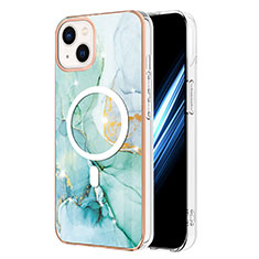 Funda Silicona Gel Goma Patron de Moda Carcasa con Mag-Safe Magnetic para Apple iPhone 14 Plus Verde