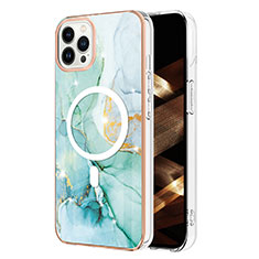 Funda Silicona Gel Goma Patron de Moda Carcasa con Mag-Safe Magnetic para Apple iPhone 14 Pro Max Verde