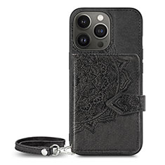 Funda Silicona Gel Goma Patron de Moda Carcasa S01 para Apple iPhone 13 Pro Negro