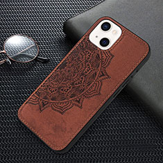 Funda Silicona Gel Goma Patron de Moda Carcasa S01 para Apple iPhone 14 Marron