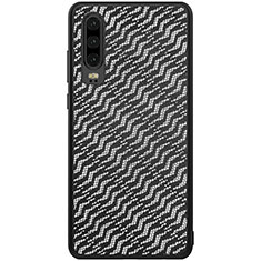 Funda Silicona Gel Goma Patron de Moda Carcasa S01 para Huawei P30 Negro