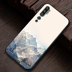 Funda Silicona Gel Goma Patron de Moda Carcasa S01 para Xiaomi Mi Note 10 Pro Blanco