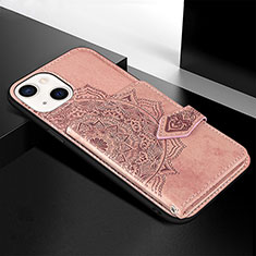 Funda Silicona Gel Goma Patron de Moda Carcasa S02 para Apple iPhone 13 Mini Oro Rosa