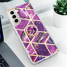 Funda Silicona Gel Goma Patron de Moda Carcasa S02 para Samsung Galaxy S22 5G Morado