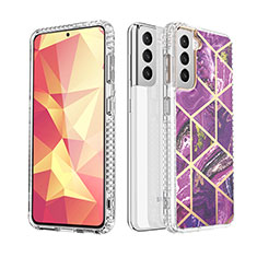 Funda Silicona Gel Goma Patron de Moda Carcasa S03 para Samsung Galaxy S21 Plus 5G Morado