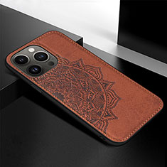 Funda Silicona Gel Goma Patron de Moda Carcasa S05 para Apple iPhone 13 Pro Max Marron