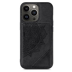 Funda Silicona Gel Goma Patron de Moda Carcasa S06 para Apple iPhone 13 Pro Negro