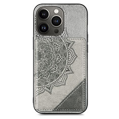 Funda Silicona Gel Goma Patron de Moda Carcasa S06 para Apple iPhone 14 Pro Gris