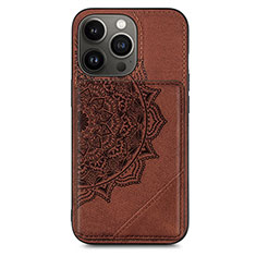 Funda Silicona Gel Goma Patron de Moda Carcasa S06 para Apple iPhone 14 Pro Marron