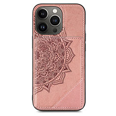 Funda Silicona Gel Goma Patron de Moda Carcasa S06 para Apple iPhone 14 Pro Oro Rosa