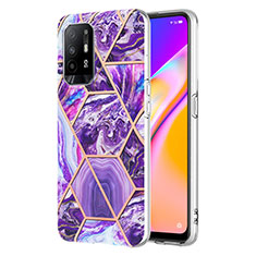 Funda Silicona Gel Goma Patron de Moda Carcasa Y01B para Oppo F19 Pro+ Plus 5G Morado