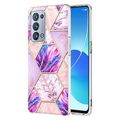 Funda Silicona Gel Goma Patron de Moda Carcasa Y01B para Oppo Reno6 Pro+ Plus 5G Purpura Claro