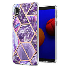 Funda Silicona Gel Goma Patron de Moda Carcasa Y01B para Samsung Galaxy A01 Core Morado