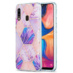 Funda Silicona Gel Goma Patron de Moda Carcasa Y01B para Samsung Galaxy A20 Purpura Claro